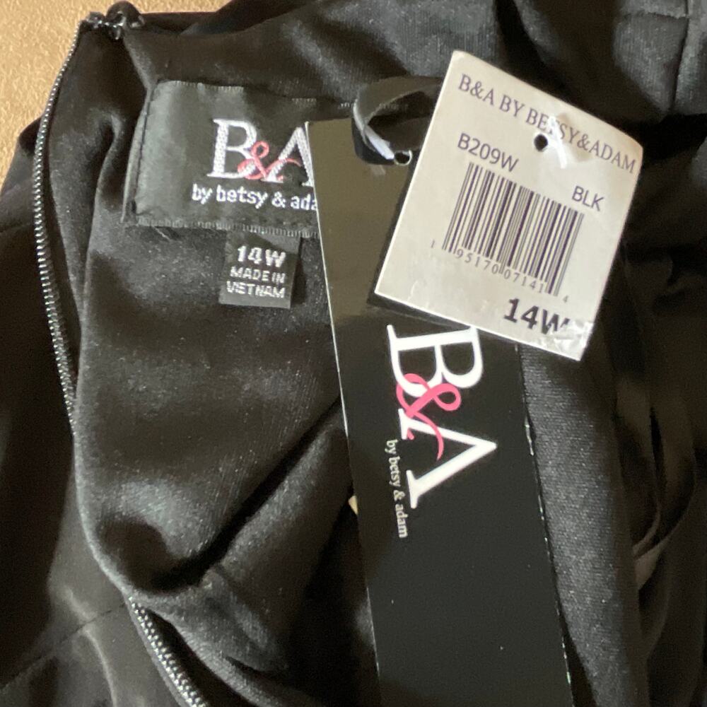 Betsy & Adam Sleeveless Ruffled Sheath Cocktail Party Dress Black Size 14W LBD - Picture 11 of 13